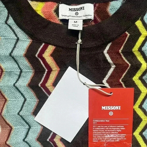 Missoni X Target 20 Yr Anniversary Brown Zig Zag Sleeveless Sweater Dress Size M - Picture 3 of 7
